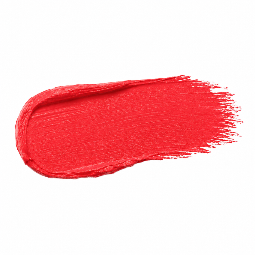 Sunset Blvd. red-orange coral lipstick swatch from the JJ Luxe Beauty Co. Sundown Collection.
