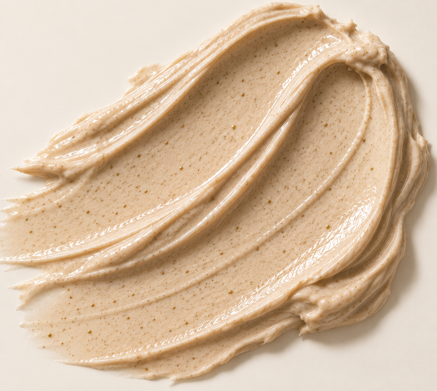 JJ Luxe Beauty Co. Peppermint Purifying Mask warm-beige creamy clay texture swatch