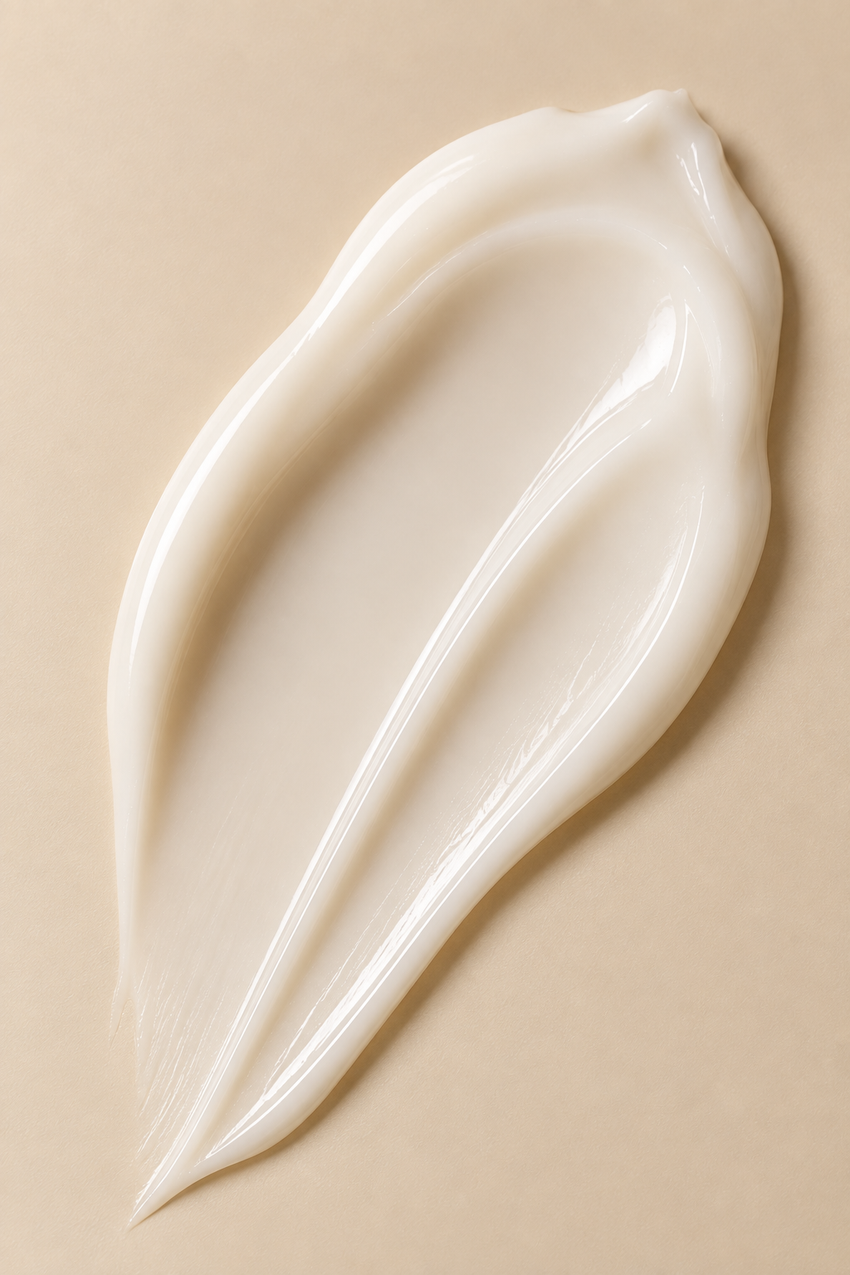 JJ Luxe Beauty Co. Soothing Emulsion silky ivory lightweight emulsion texture swatch
